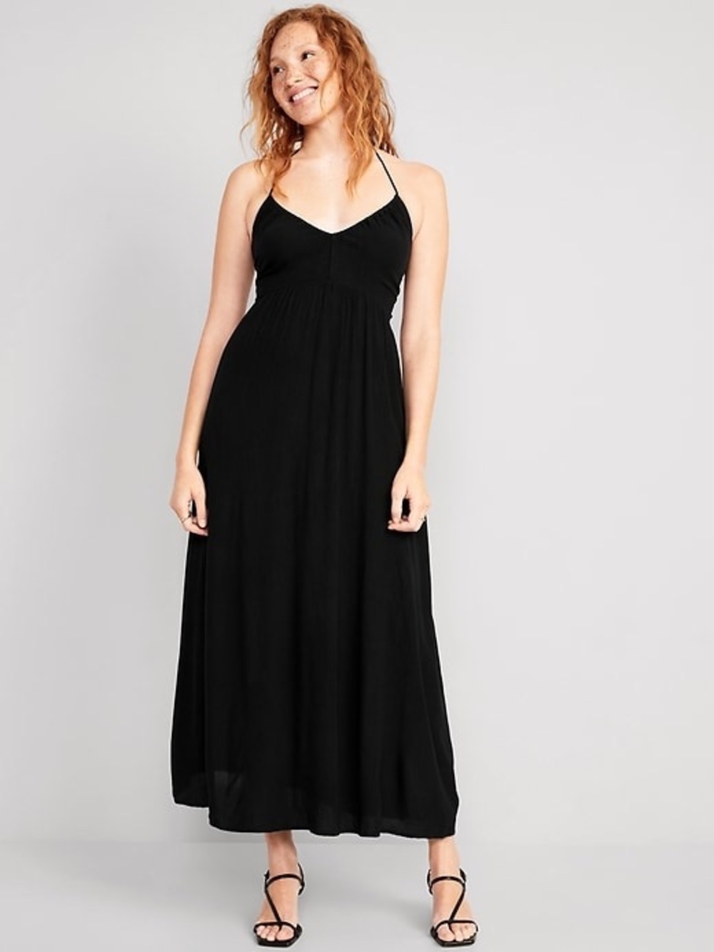 Fit and flare crinkle maxi dress